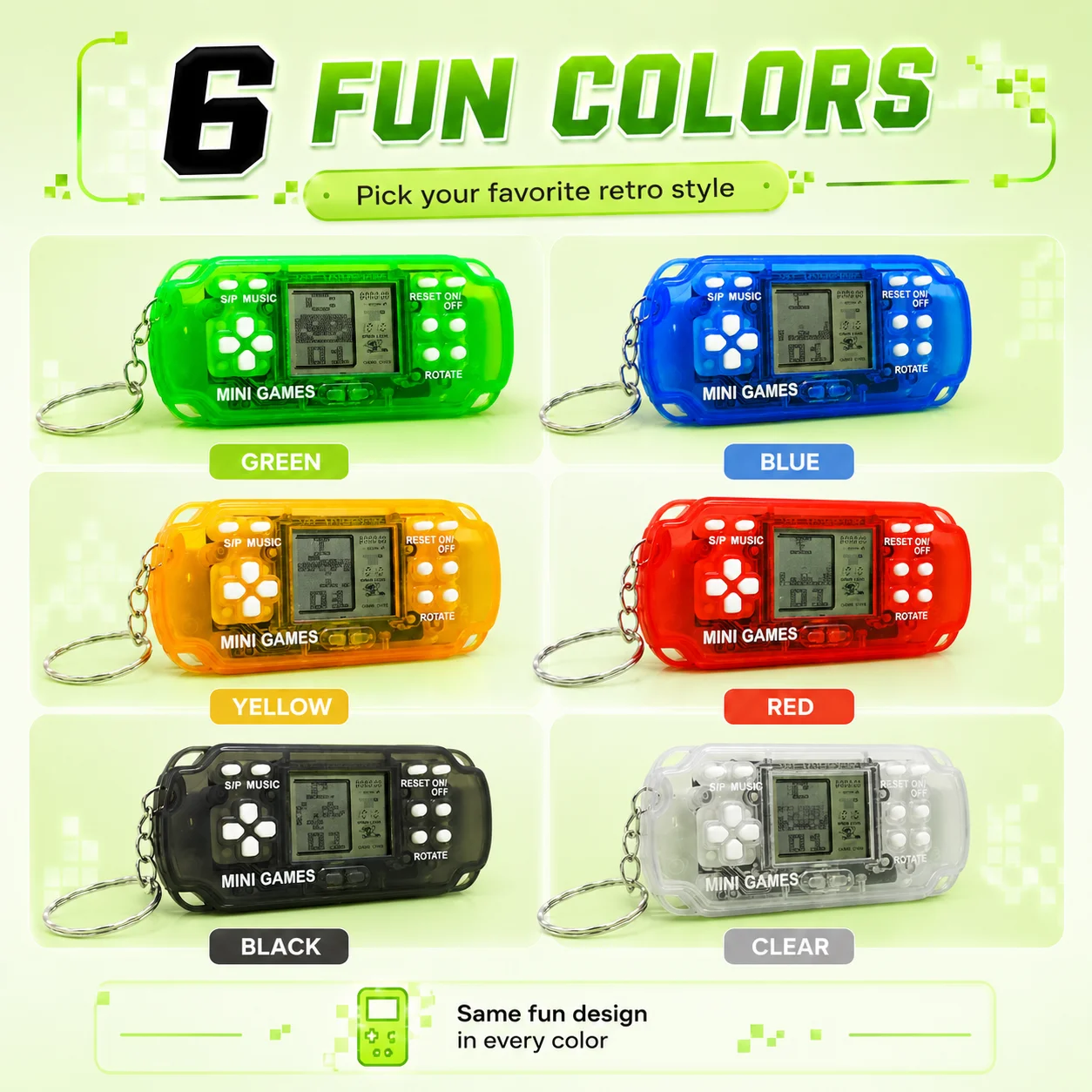1/2/3 PCS Christmas Portable Mini Game Console Classic Pixel Brick Gaming Device For Party Gift