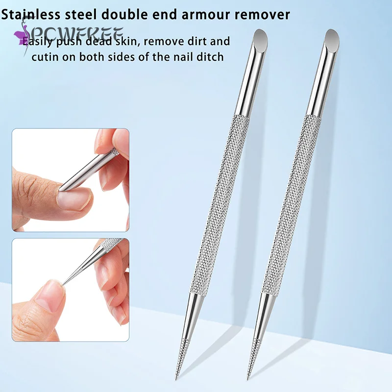 1 PC Double-ended Stainless Steel Cuticle Pusher Nail Manicures Remover Manicure Sticks Tool for Nail Art