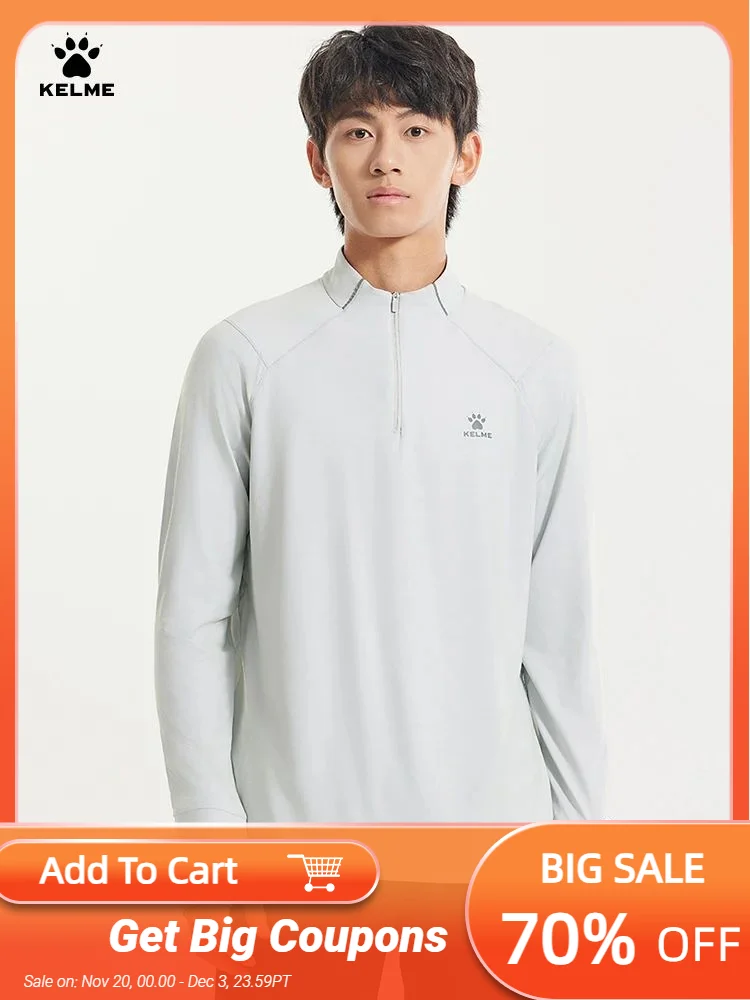 

KELME Running Sunscreen T-shirt Men's and Women's Summer Half Zipper Sports Long Sleeve Training Quick Dry Jersey