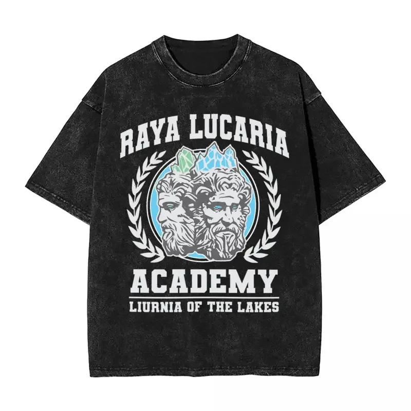 Washed T Shirts Raya Lucaria Academy School Eldened Ringed Hip Hop T-Shirt Oversize Streetwear Summer Tops Tees Men Women