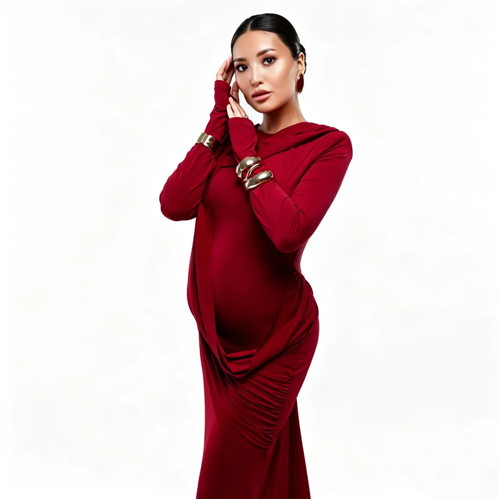 Umstandskleider für Fotoshootings, rückenfreies, einfarbiges Kleid, Baby-Shower-Kleidung für schwangere Frauen, elegantes Abendkleid