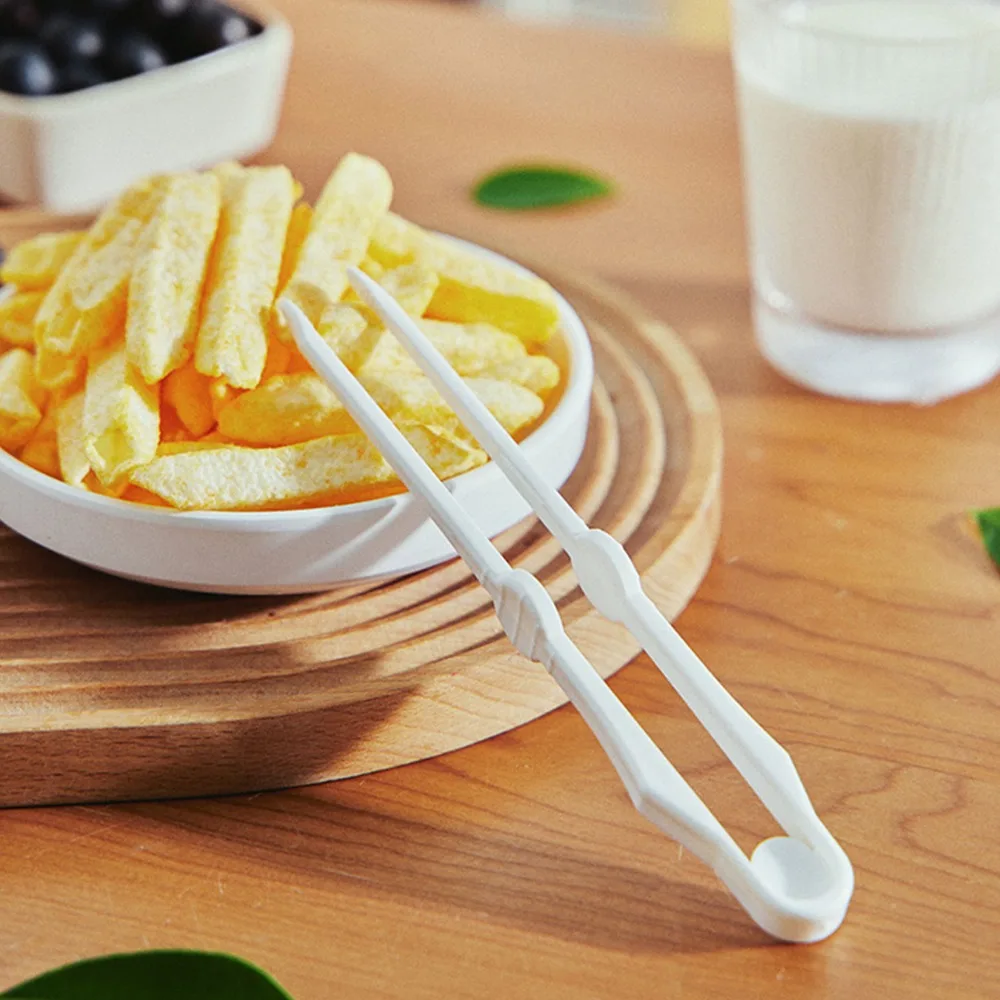Practical Plastic Chip Tongs White 18 x 2cm Food Tongs Salad Tongs Bakery