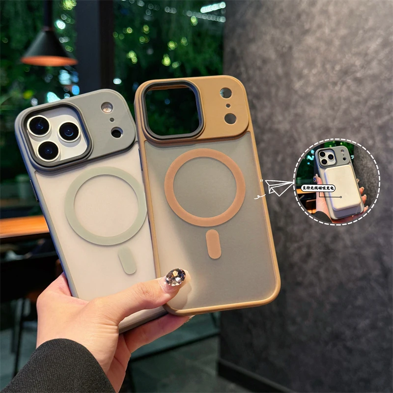 Matte transparente stoßfeste Rüstung Handyhülle für iPhone 11 12 13 14 15 Plus 16 17 Air Pro Max magnetisch für Magsafe Bumper Cover