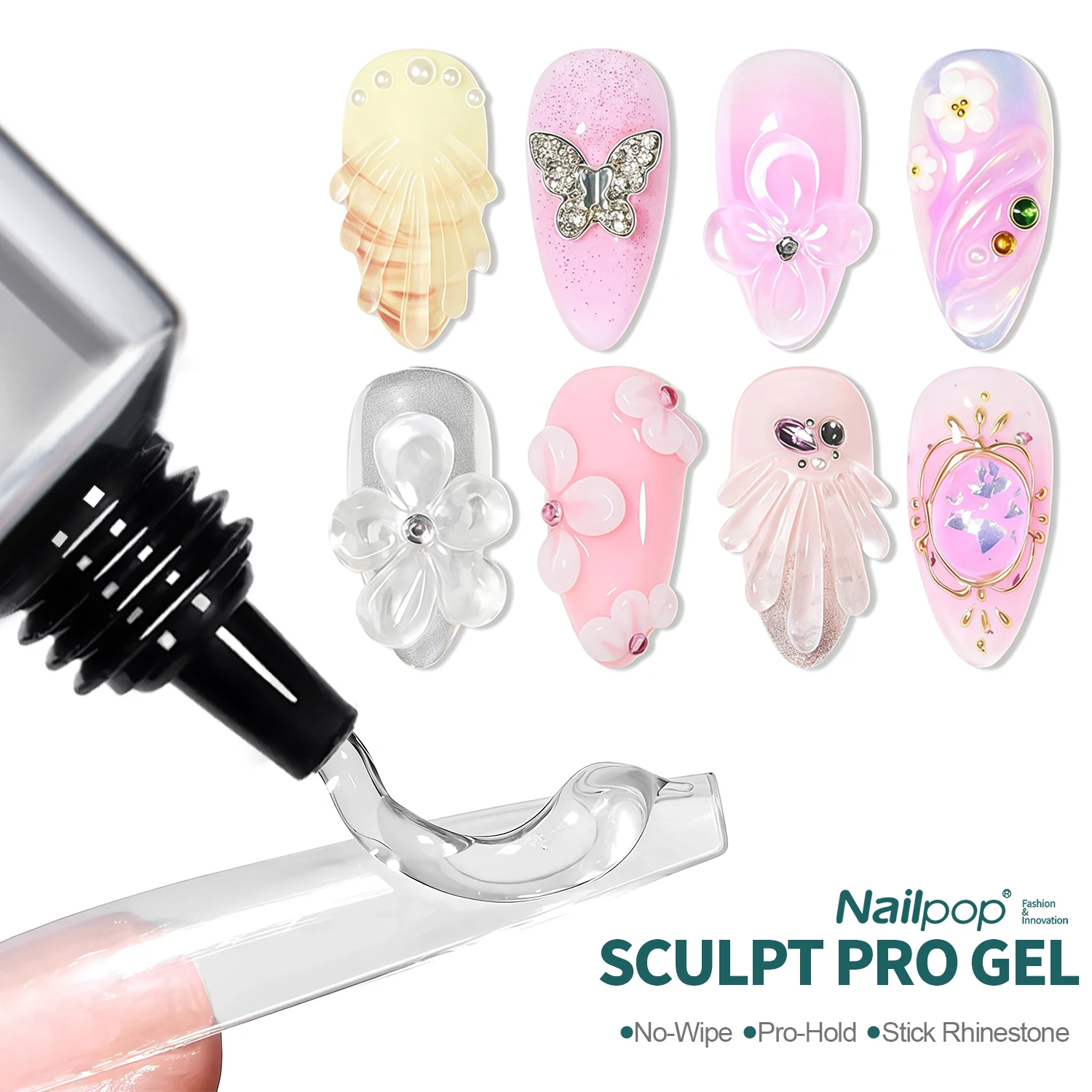 Nailpop نحت برو جل TPO/HEMA الحرة لا مسح برو عقد عصا حجر الراين منشئ الأشعة فوق البنفسجية LED علاج DIY بها بنفسك مسمار الفن موضة الاتجاه هلام