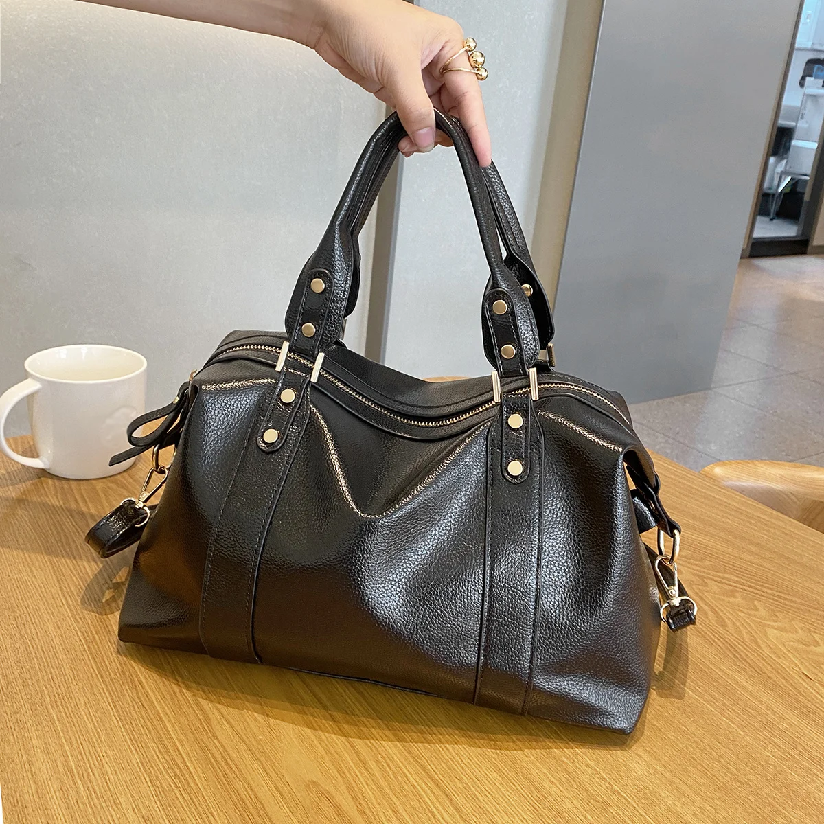 Autumn and winter 2024 new women\'s bag trend with fashionable Boston bag ladies hand-held single shoulder cross-body bag