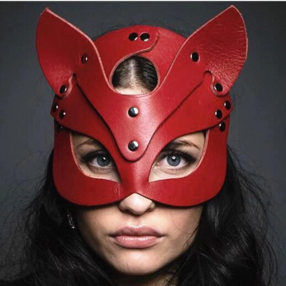 

Halloween Nightclub Cosplay Queen Punk Adult Mask Adjustable Princess Half Face Leather Eye Mask Party Cat Head Shaped Face Mask