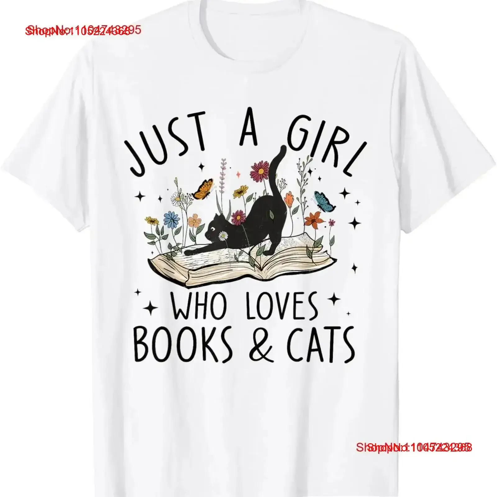 just A Girl Who Loves Cats And Books Reading Bookworm Girls T Shirt vintage Washed Comfortable streetwear Stretched homme