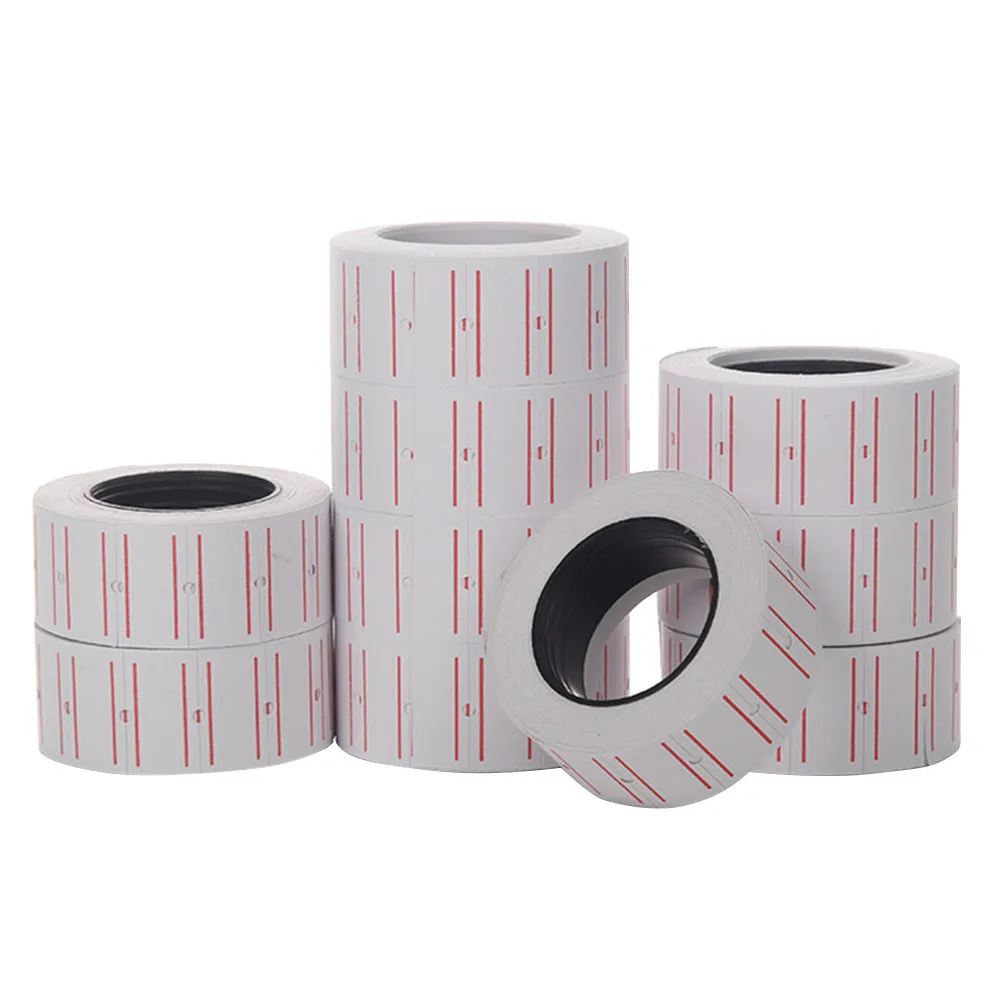 10 Rolls Price Tag Paper Lines Supermarket Adhesive Code Sticker Labels Suitable for Single Row Price Labeller