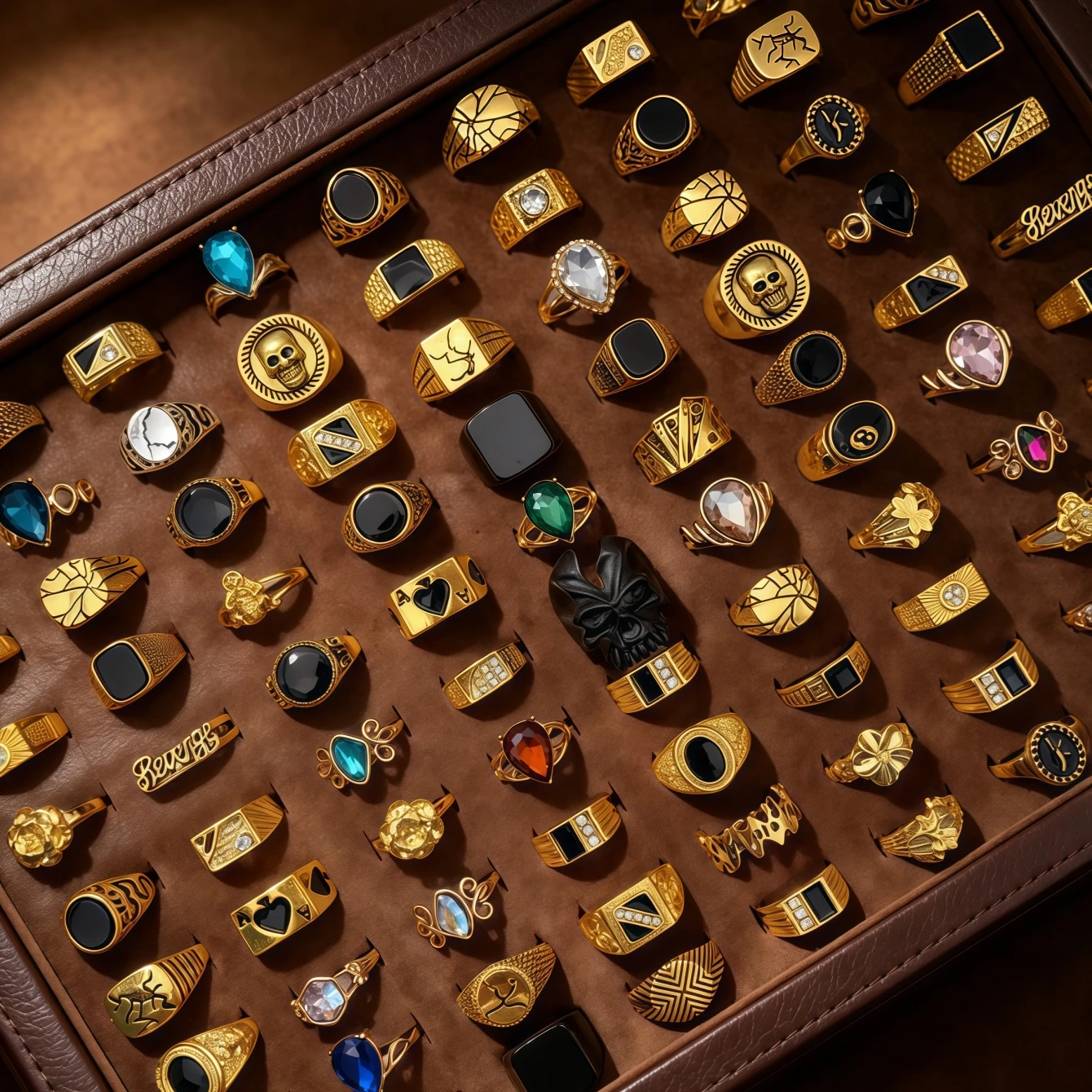 6/12/24/36/48/100Pieces Vintage Punk Geometry Glass Rings Set For Women Men Mix Style Retro Skull Eye Finger Jewelry Party Gifts