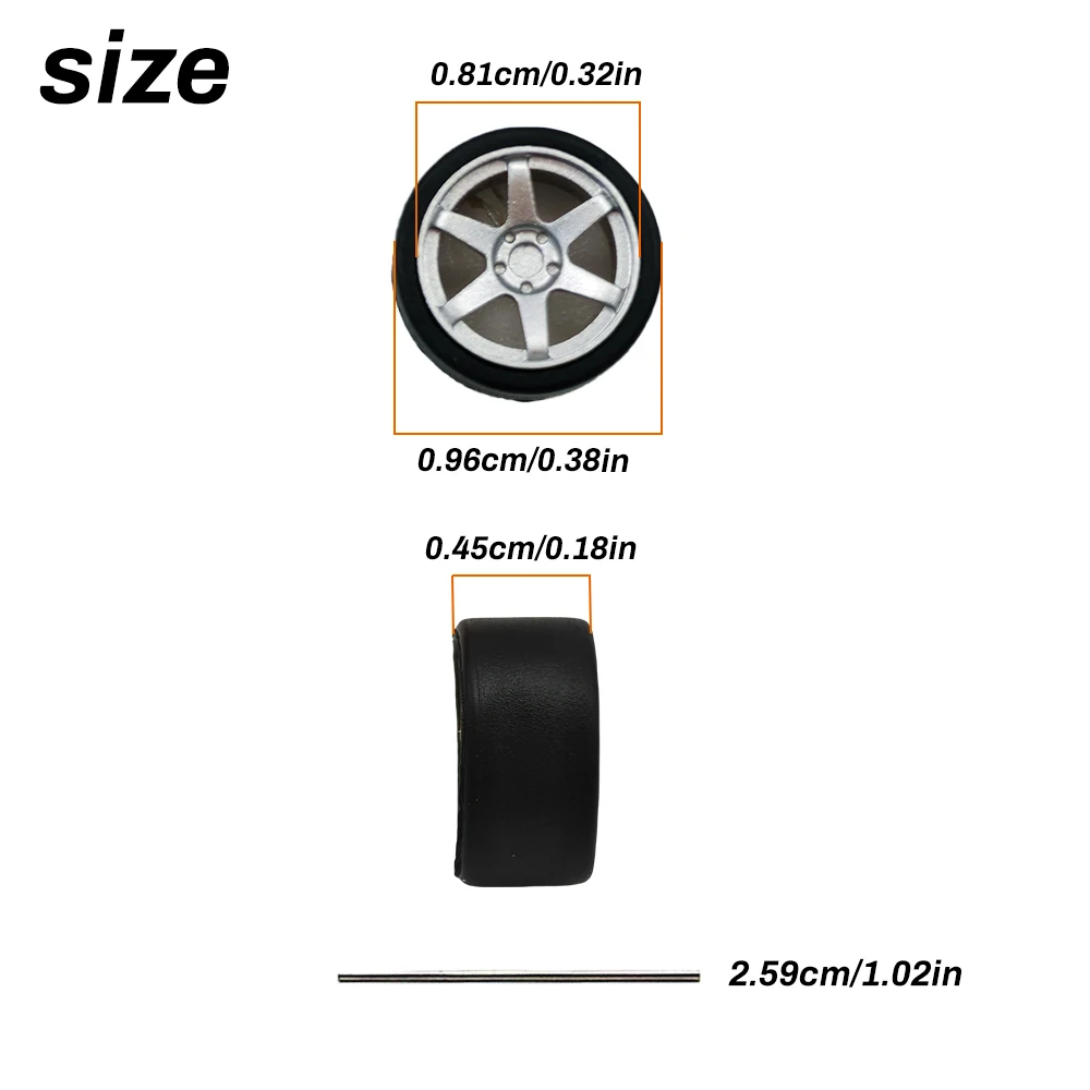 1:64 Scale Model Car Wheels Rims 4pcs 1Set 3D Printed Resin Rims with Rubber Tires for MINIGT Tomica JDM Car Upgrade