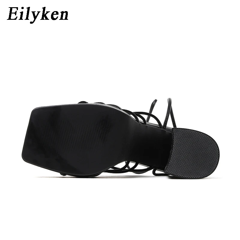 Eilyken Platform Extreme High Heels Women\'s Sandals Stiletto Heels Sexy Open Peep Toe Ankle Strap Pole Dancing Shoes