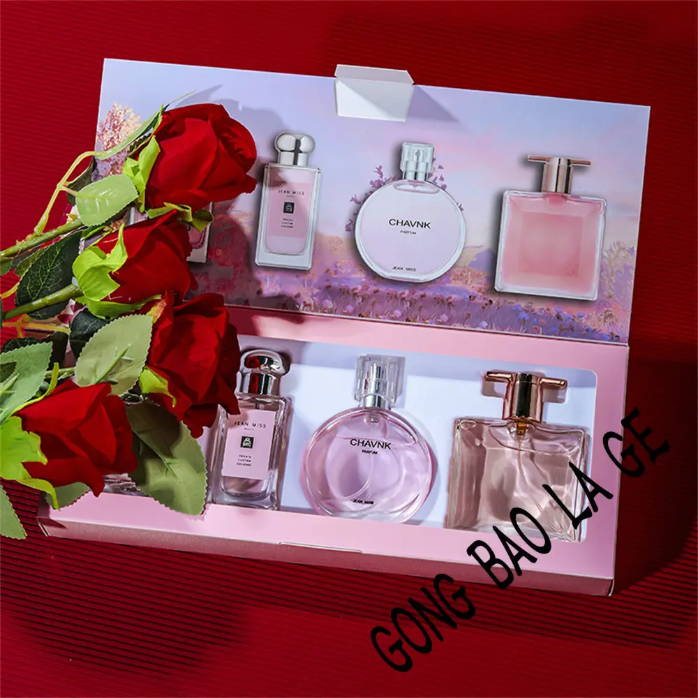 Marque 120ml Parfum femmes coffret cadeau 4 pièces ensemble plante parfum Floral Parfum durable Eau De Parfums parfums naturels frais Feminino