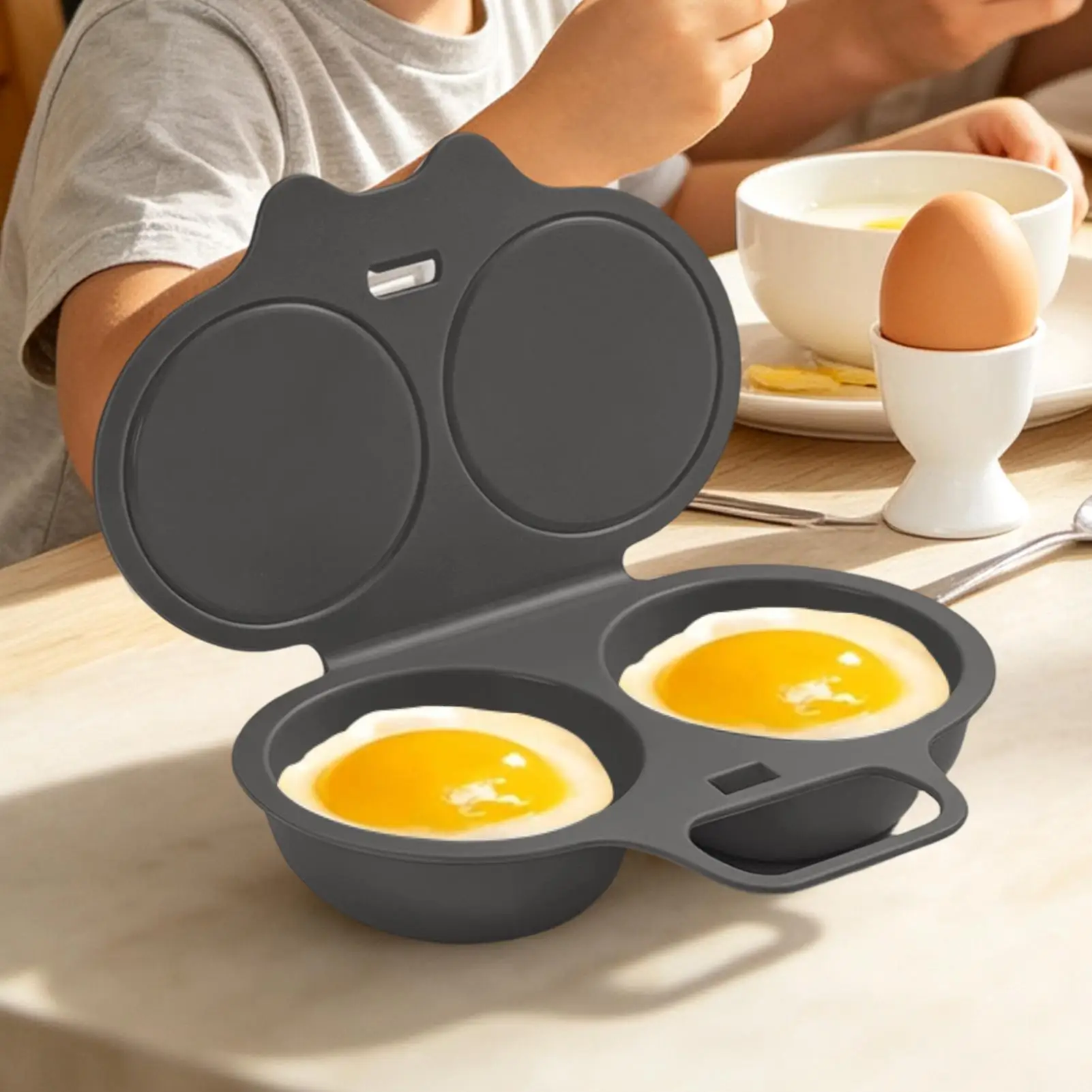 Microwave Egg Cooker, BPA Free Non Stick Dual Cavity Egg Poacher, Quick Oil Free Breakfast Maker for Home Kitchen Dorm