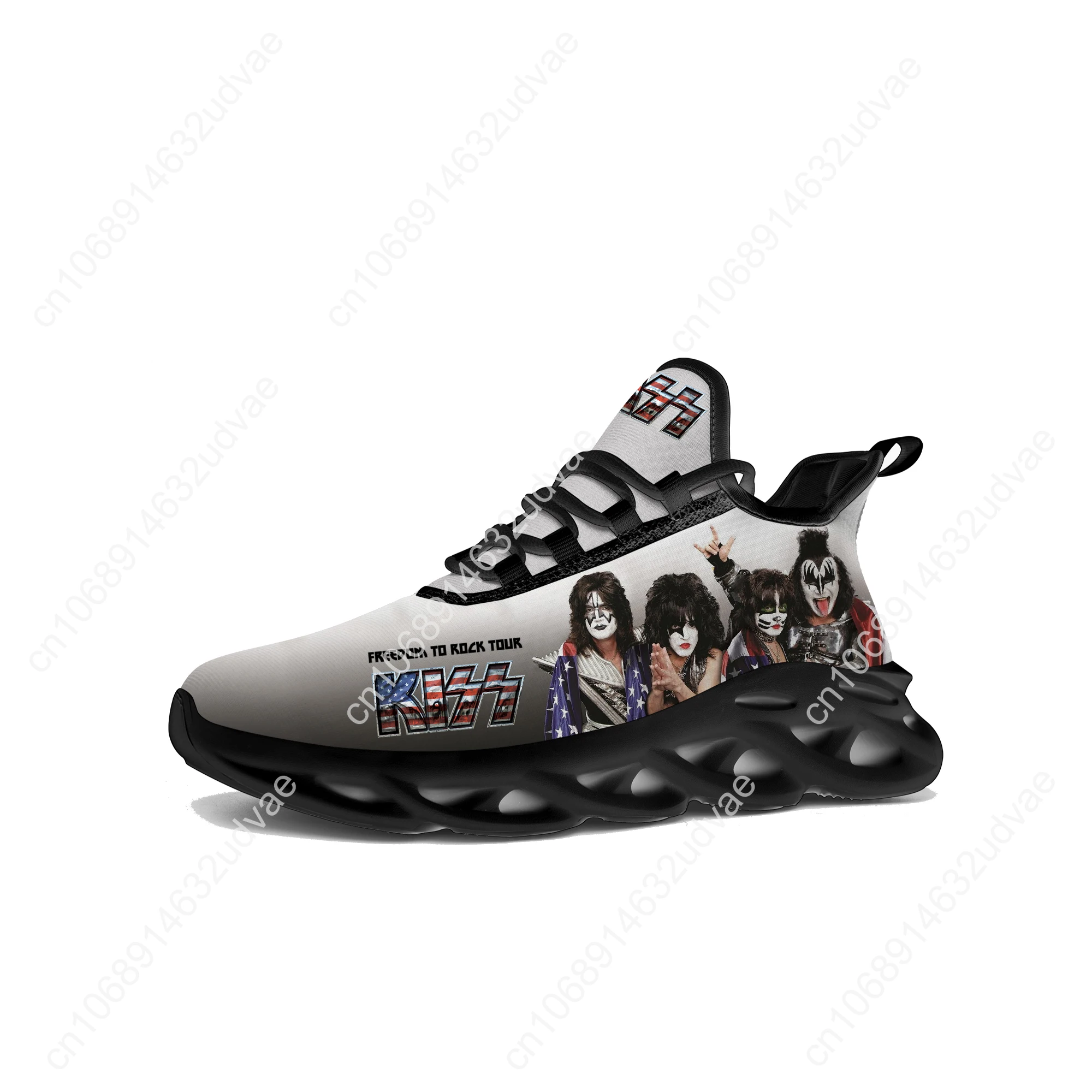 Kiss Rock Band Running Sneakers Mens Womens Sports Shoes Sneaker Lace Up Mesh Footwear Tailor made Shoe Black