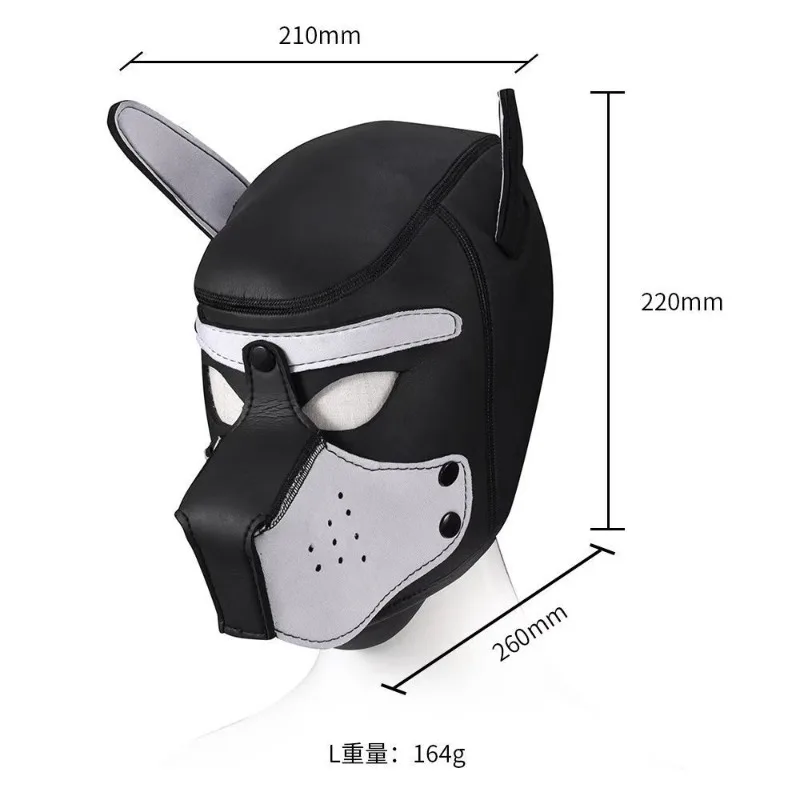 In Stock Fashion Dog Mask Puppy Cosplay Full Head for SM Padded Latex Rubber Gay Role Play with Ears 9 Colors