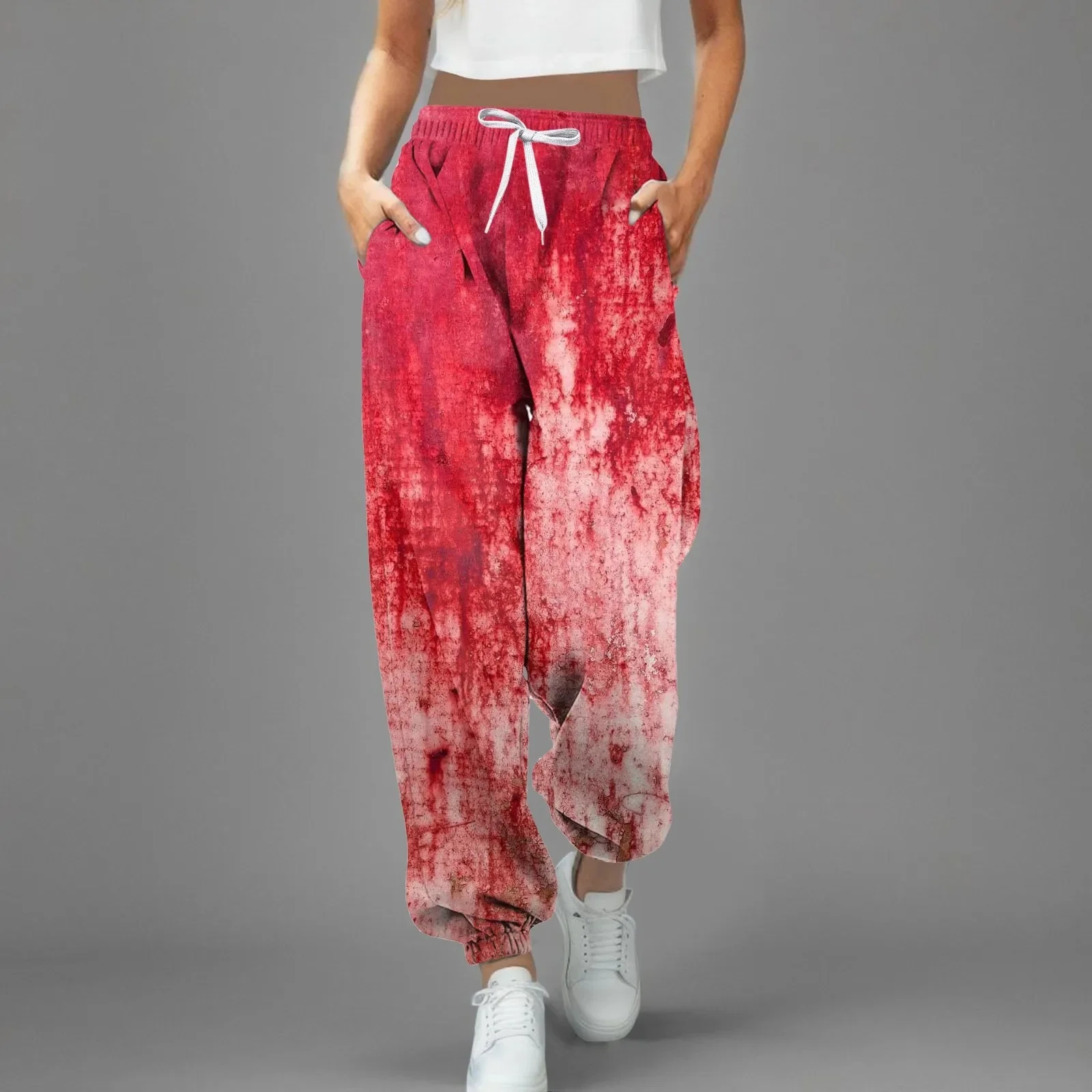 2026 New Men's and Women's Blood Stained Printed Pants, Comfortable Breathable Tight Pants, Fashionable Halloween Costume Pants