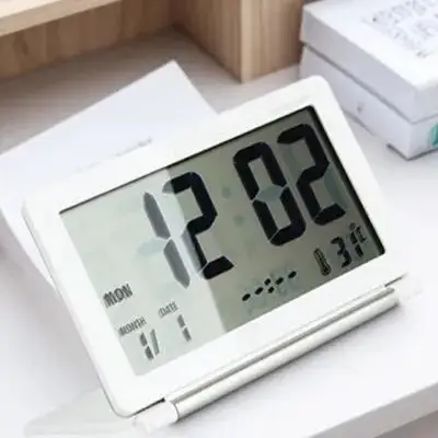 

Electronic Desk Clock White 105*65*15Mm Abs Plastic Large Lcd Display Date Month Week Time Room Temperature Alarm Snooze 12/24