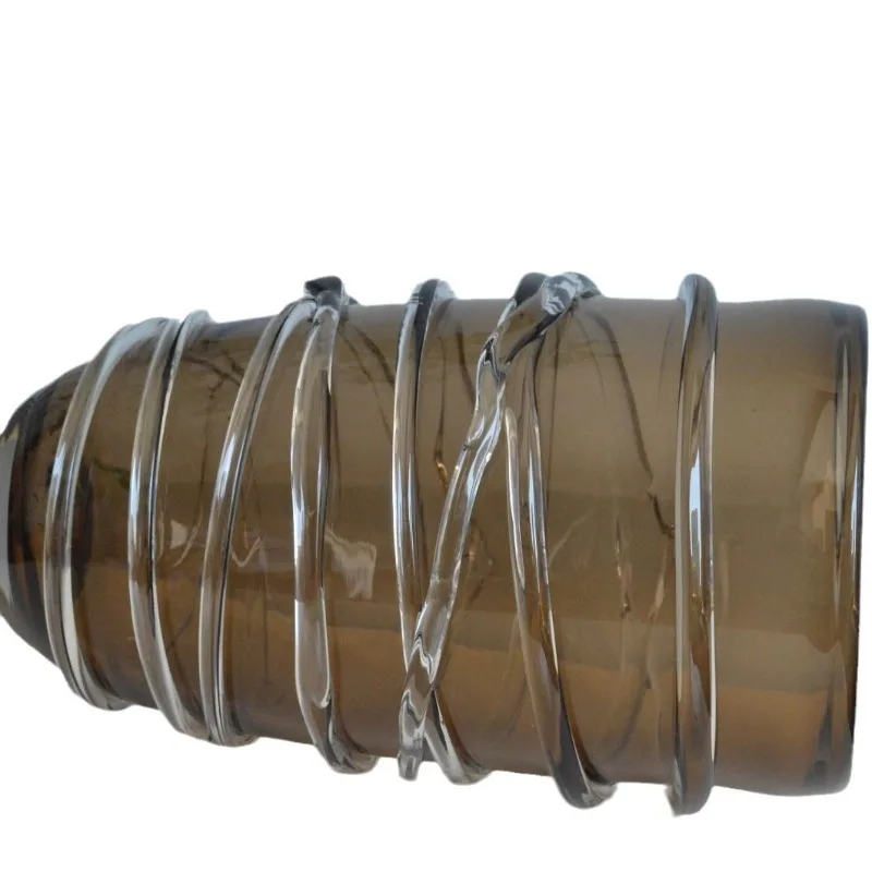

Modern light luxury coffee color, silk striped glass vase, high art