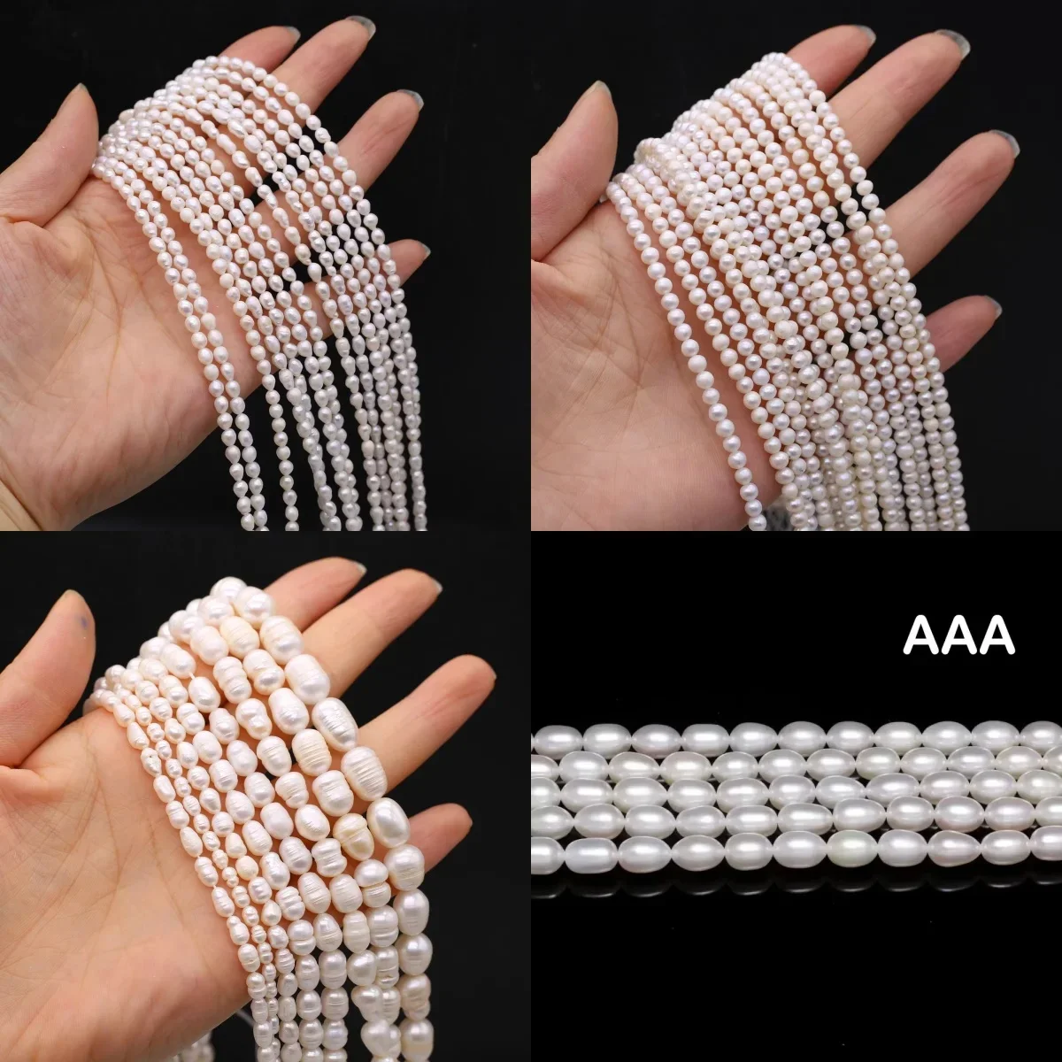 Natural Freshwater Pearl Beads Rice Round Shape Loose Spacer Beads for Jewelry Making DIY Bracelet Necklace Earrings Accessories