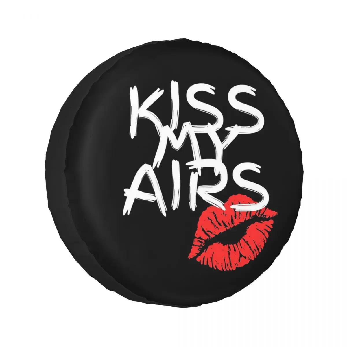 

Painted White Text Kiss My Airs Spare Tire Cover for Jeep SUV RV 4WD Pajero 4x4 Wheel Protector Covers 14" 15" 16" 17" Inch
