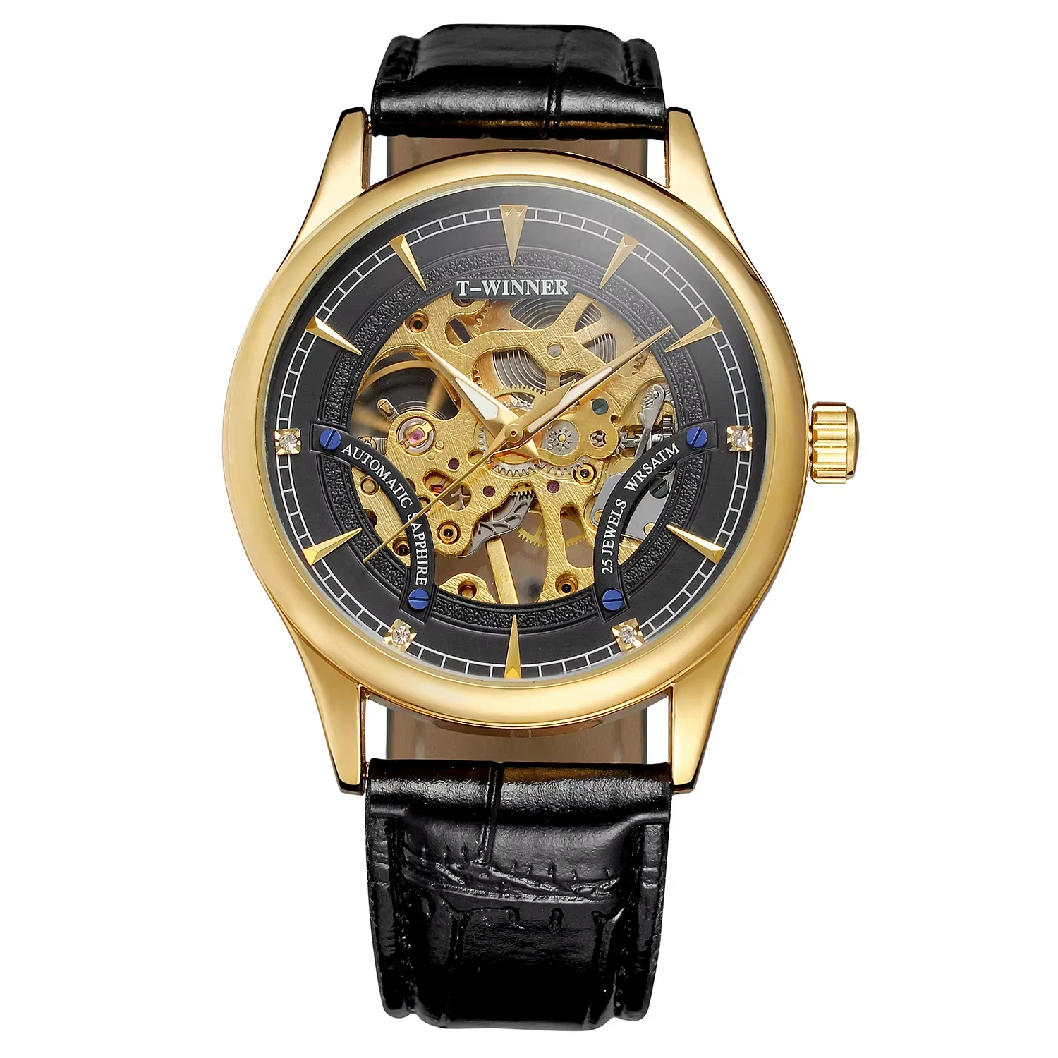 T-winner Mechanical watch Circular hollow bottom mechanical watch Men's belt watch a variety of colors watch