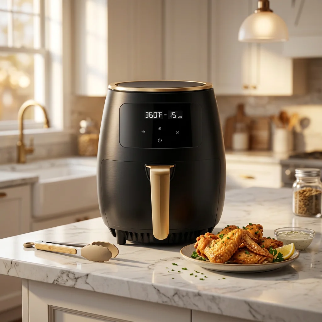 1 juego de freidoras de aire de 4.5L, enchufe americano, multifuncional, capaz de freír, hornear, asar, calentar alimentos, con pantalla táctil digital LED, freidora de aire inteligente, cesta de cocción fácil de limpiar, temperatura/temporizador personalizables