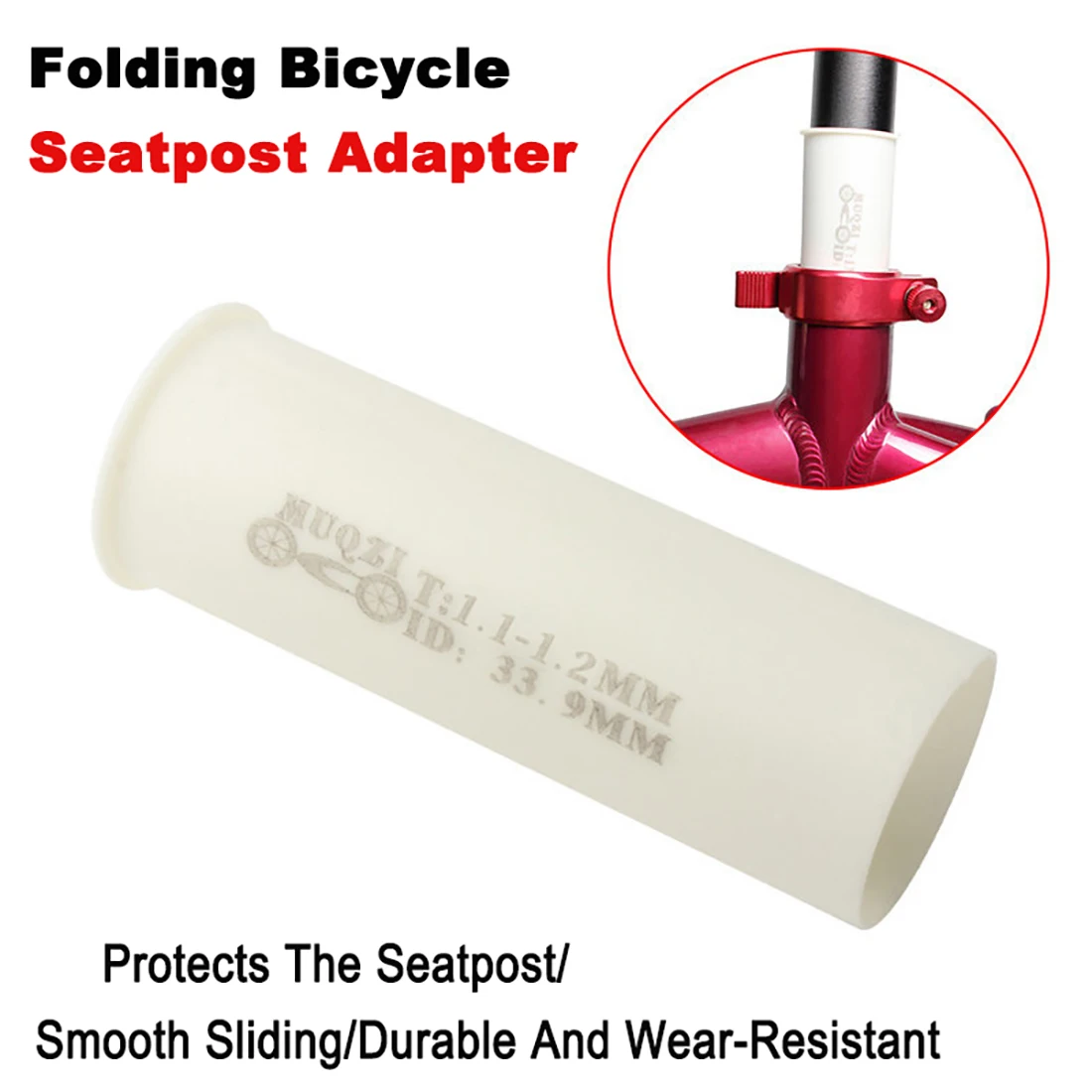 Folding Electric Bike Seat Post Sleeve 33.9MM Conversion Bushing Seat Tube Adapter Thickness 1.1mm ~1.2mm Anti-Scratch