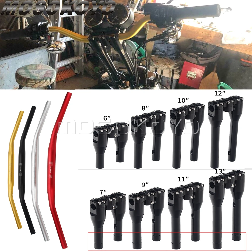 

Moto Club Style T-bar 25mm 1" Handlebar Riser Handle Bar Gauge Mount 6"-13" for Harley Dyna Sportster Softail Chopper Cafe Racer