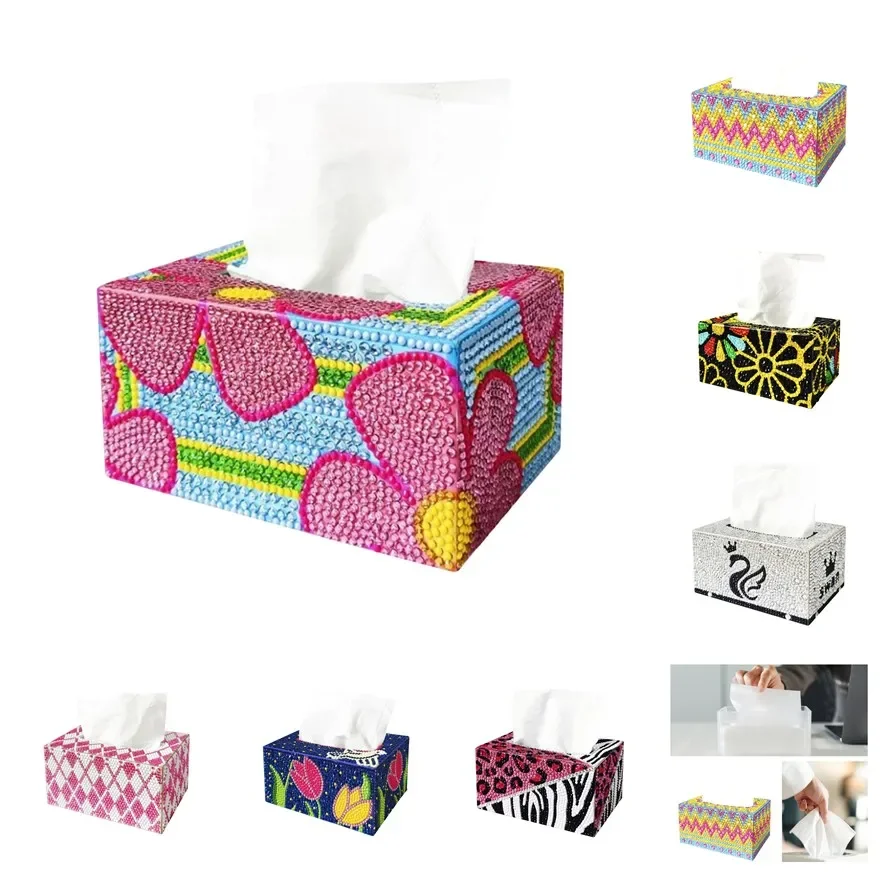 

5D DIY Diamond Painting Square Tissue Box Handmade Tissue Dispenser Christmas Decoration Special Shaped Drill Storage Box Gift