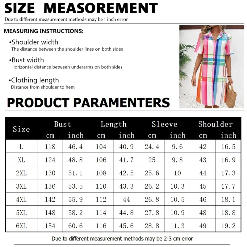 Women Shirt Dress Summer Lapel Button Short Sleeve Dress Loose Pocket Skirt Fashion Printed Cardigan T-shirt Women Evening Dress