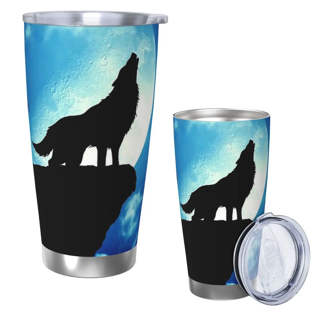 

Стакан Howling Wolf из нержавеющей стали, кружки с вакуумной изоляцией, термохолодная чашка, соломинки с крышкой, 20 унций