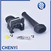 Juego de 5 conectores impermeables para inyectores de combustible EFI de 2 pines con funda de goma