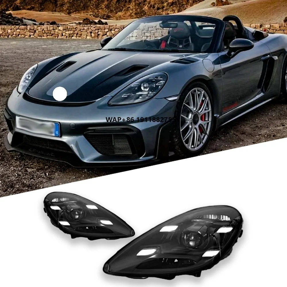 Car Lights for Cayman 718 Headlight Boxster 2016-2023 Upgrade New DRL Dynamic Turn Signal LED Headlight Auto Accessories
