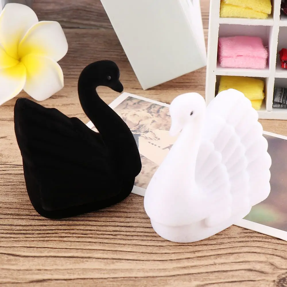 Hot Newest Display Gift Case Velvet Earring  Box Velvet Swan Box Ring  Box Necklace Box