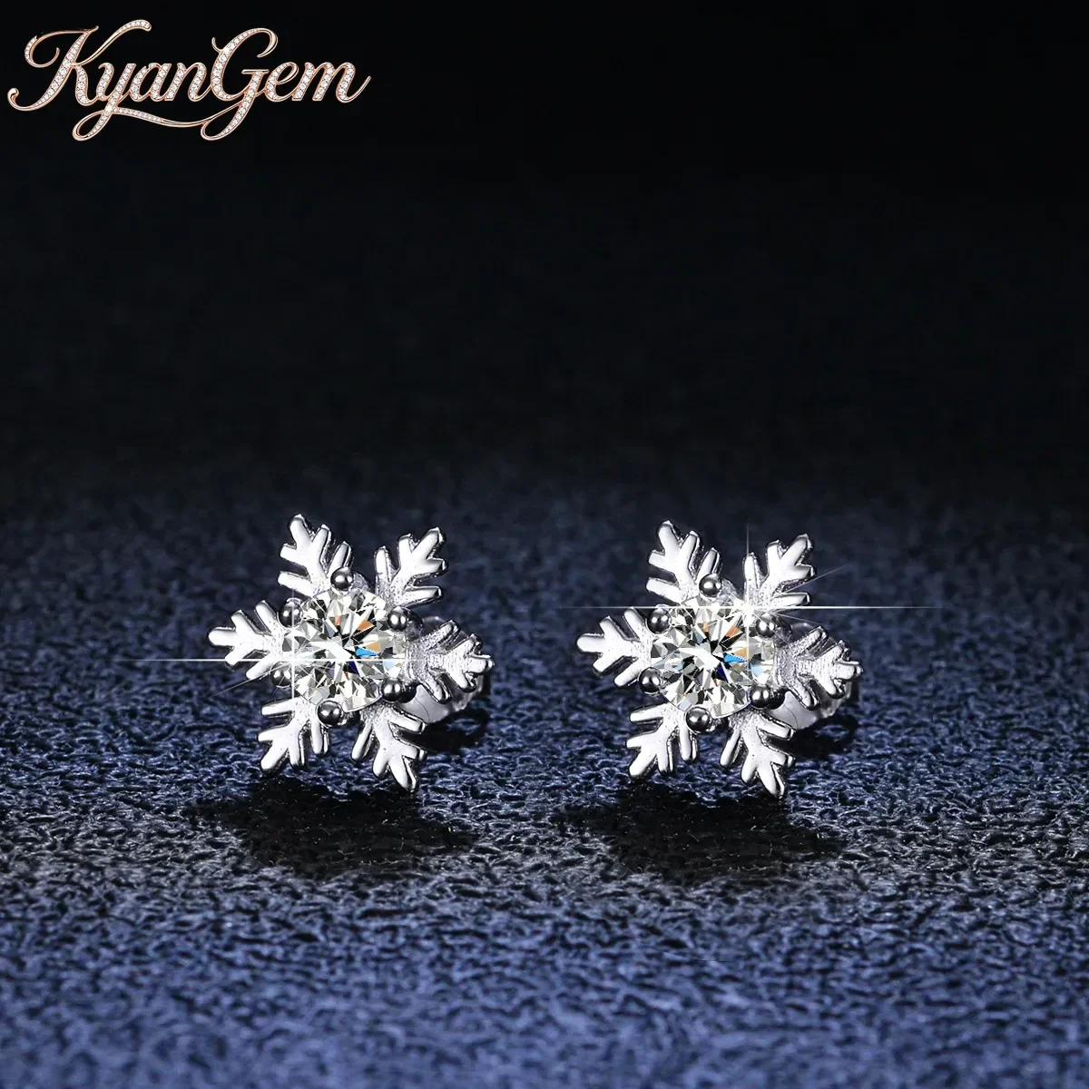 

KyanGem 18K Gold Studded Diamond 1-carat Earrings, D-color Moissanite 18K Platinum Women's Snowflake Earrings Gift