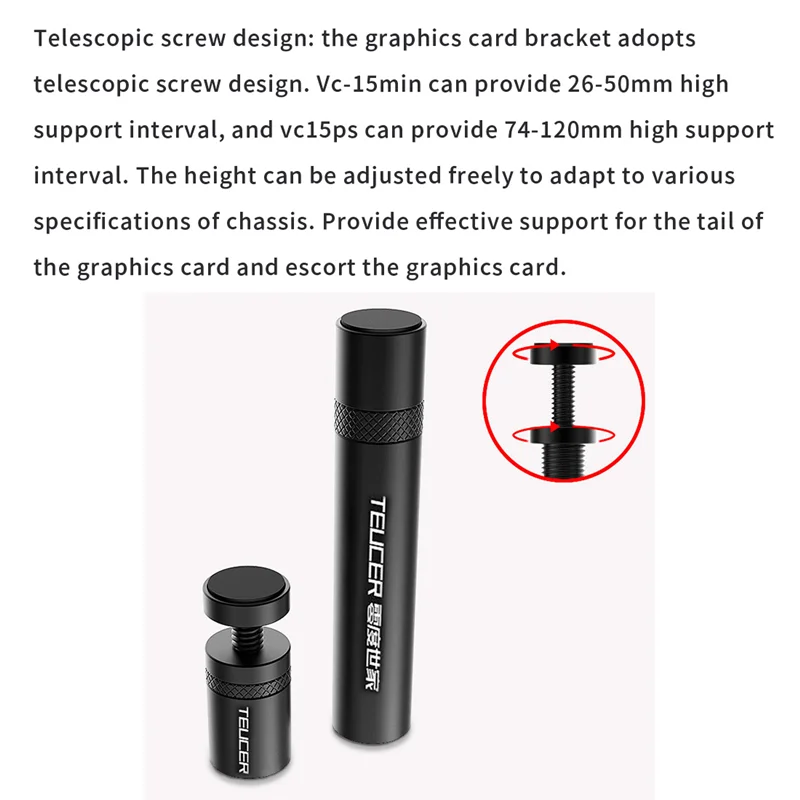 TEUCER Graphics Card GPU Holder Vertical Telescopic Rotating Stand Bracket Magnetic GPU Video Card Holder VC-15 Plus White