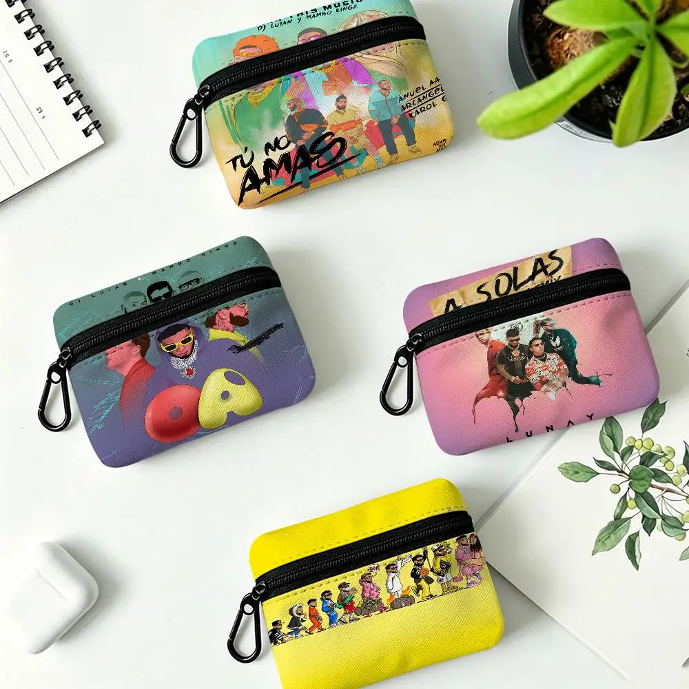 Anuel AA Real Hasta La Muerte Music Album Waterproof Oxford Cloth Zipper Wallet Portable Hanging Small Coin Purse For Travel