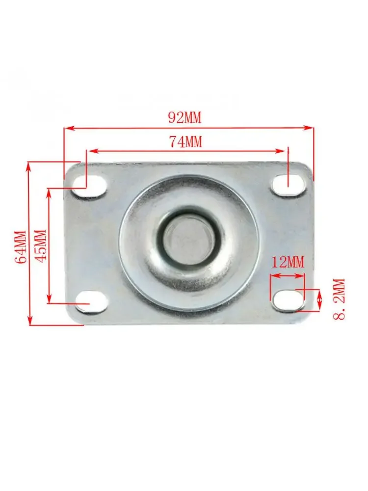 Imagem -04 - Rodízio Universal pu de Núcleo de Ferro Plano de Tamanho Médio Peça Polegadas 100 mm de Diâmetro Rodízio Vermelho Silencioso de Poliuretano