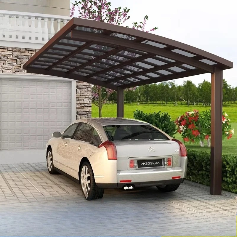 

Навес-гараж для автомобиля из металла, алюминия, 3x6 м, с поликарбонатной крышей, для парковки, сада, двора, виллы