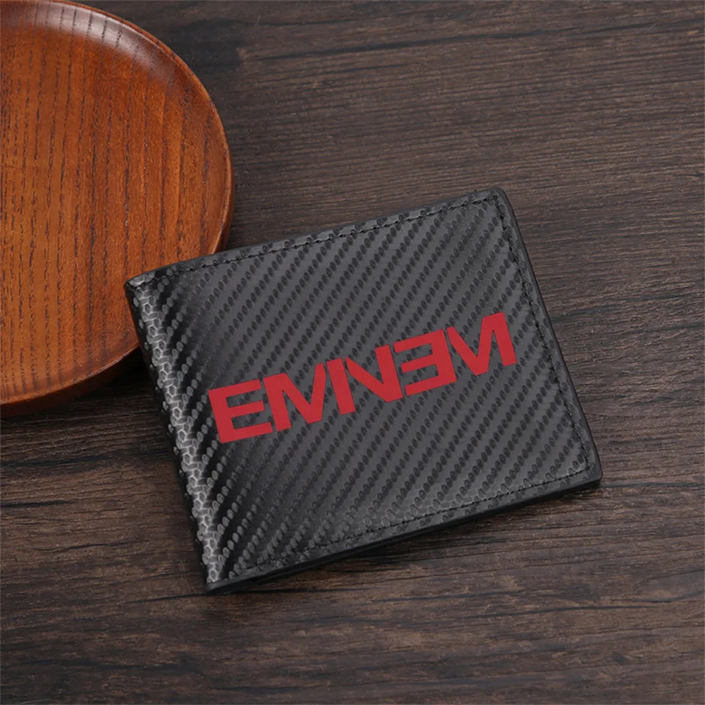 Red letters spelling EMINEM rapper Men's Wallets Simple Business Modern Stylish Printing Design Gifts For Father Boyfriend Chris