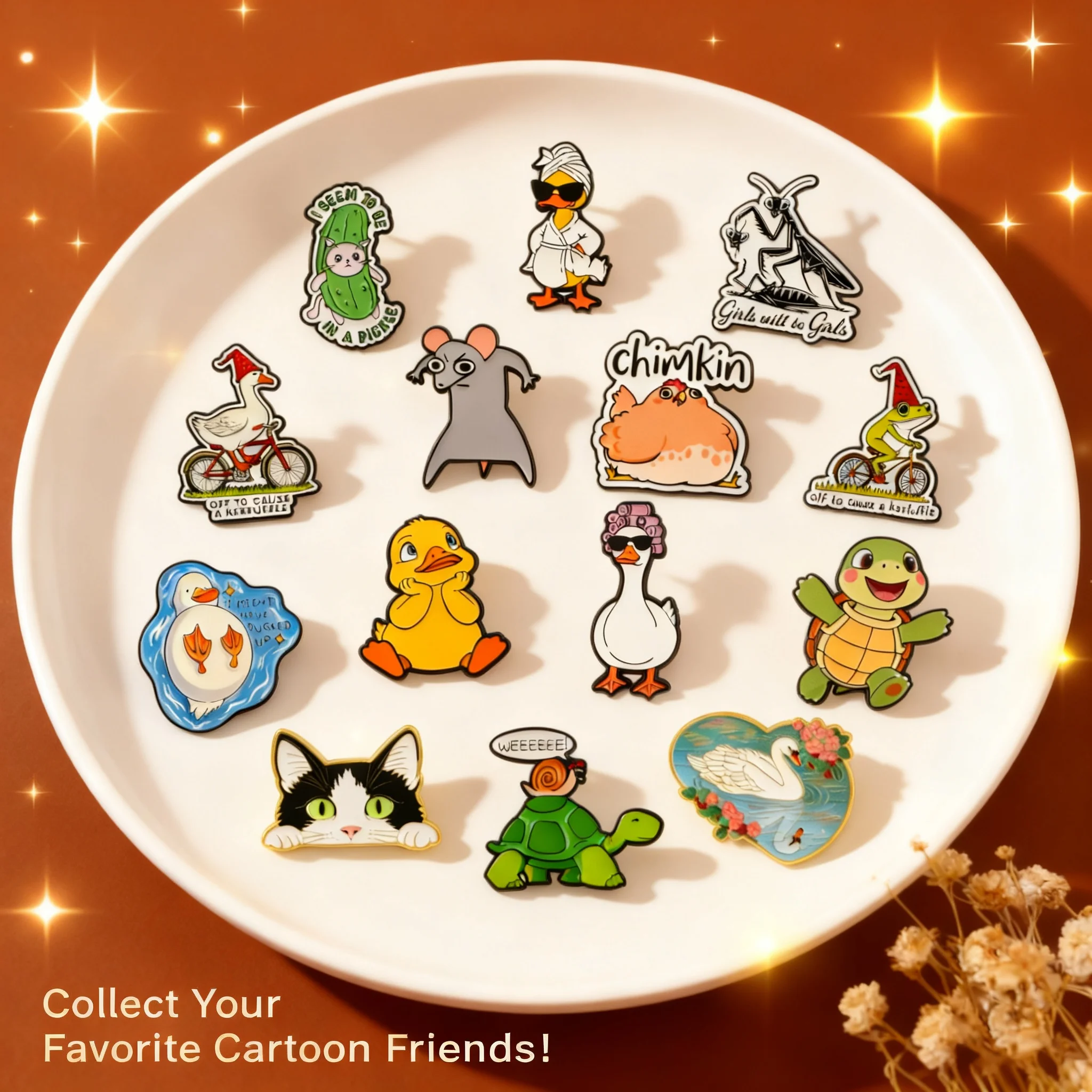 Funny Duck Enamel Pin Cartoon Turtle Badges for Women Backpack Hat Lapel Cosplay Accessories Brooches Gifts Toys Novelty