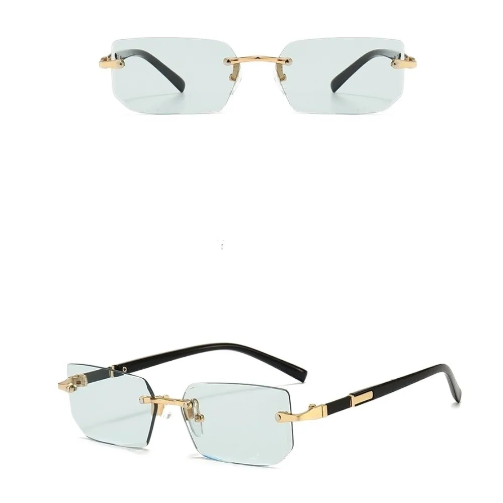 موضة UV 400 بدون شفة النظارات الشمسية مستطيل Y2K الرجال النظارات الشمسية Steampunk الكورية نمط القيادة ظلال النظارات الإناث #2