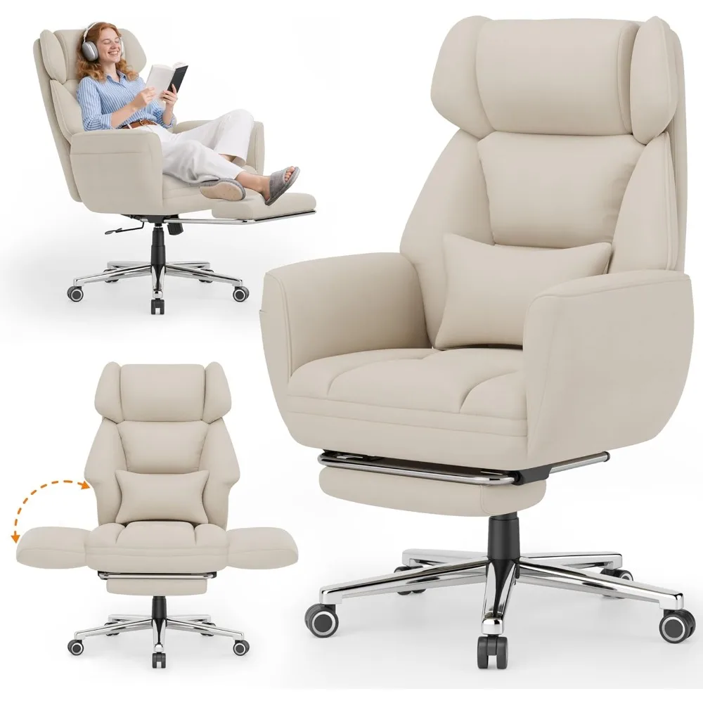 

Office Criss Cross Chair with Footrest, Big and Tall Executive Chair with Wide Seat,Reversible Armrest,Wheels, Lumbar Pillow an