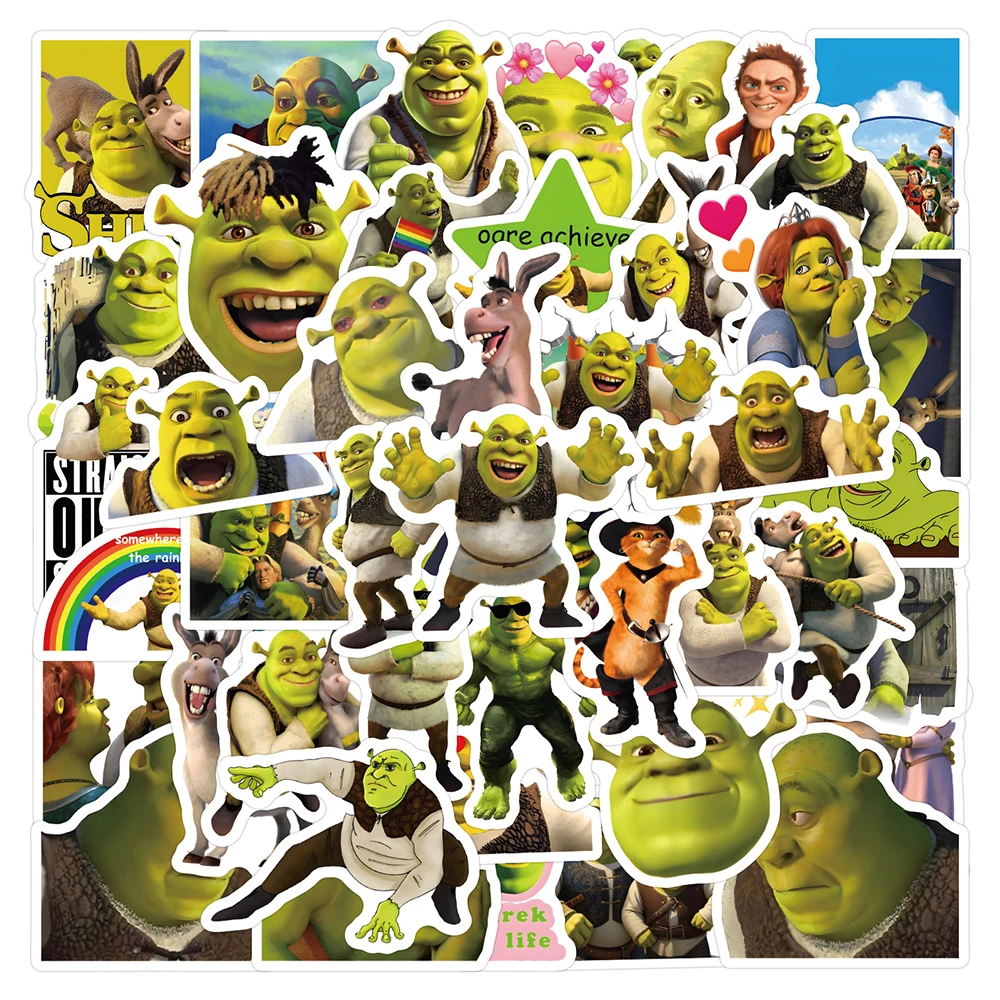 50/120PCS Movie Monster Shrek Stickers Graffiti Toys PVC Waterproof Laptop Suitcase Guitar Cartoon Decals Decoration Gifts