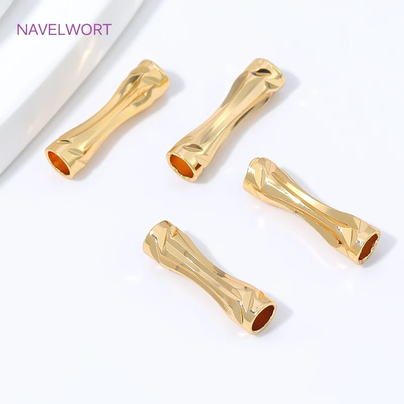 18K Gold Plated Faceted Tube Beads Spacer Beads,Separators For Beads,Decorative Beads For Bracelet,DIY Jewelry Making Findings