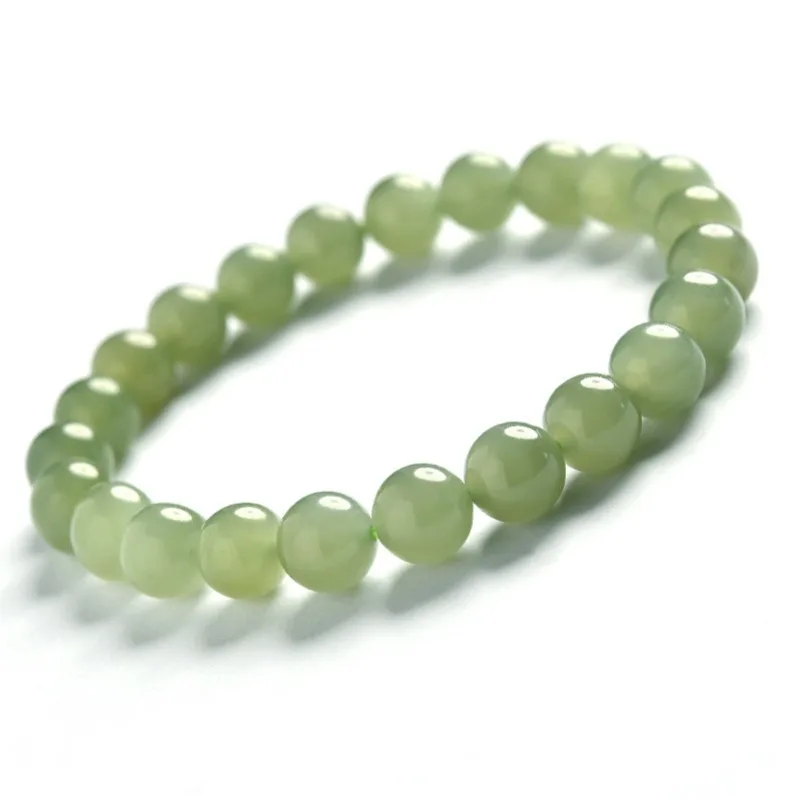 Chinese Style Natural Hetian Jade Beaded Bracelet Good Luck Fortune Blessing Healing Jewelry For Women Men 6mm 8mm 10mm 12mm Lig