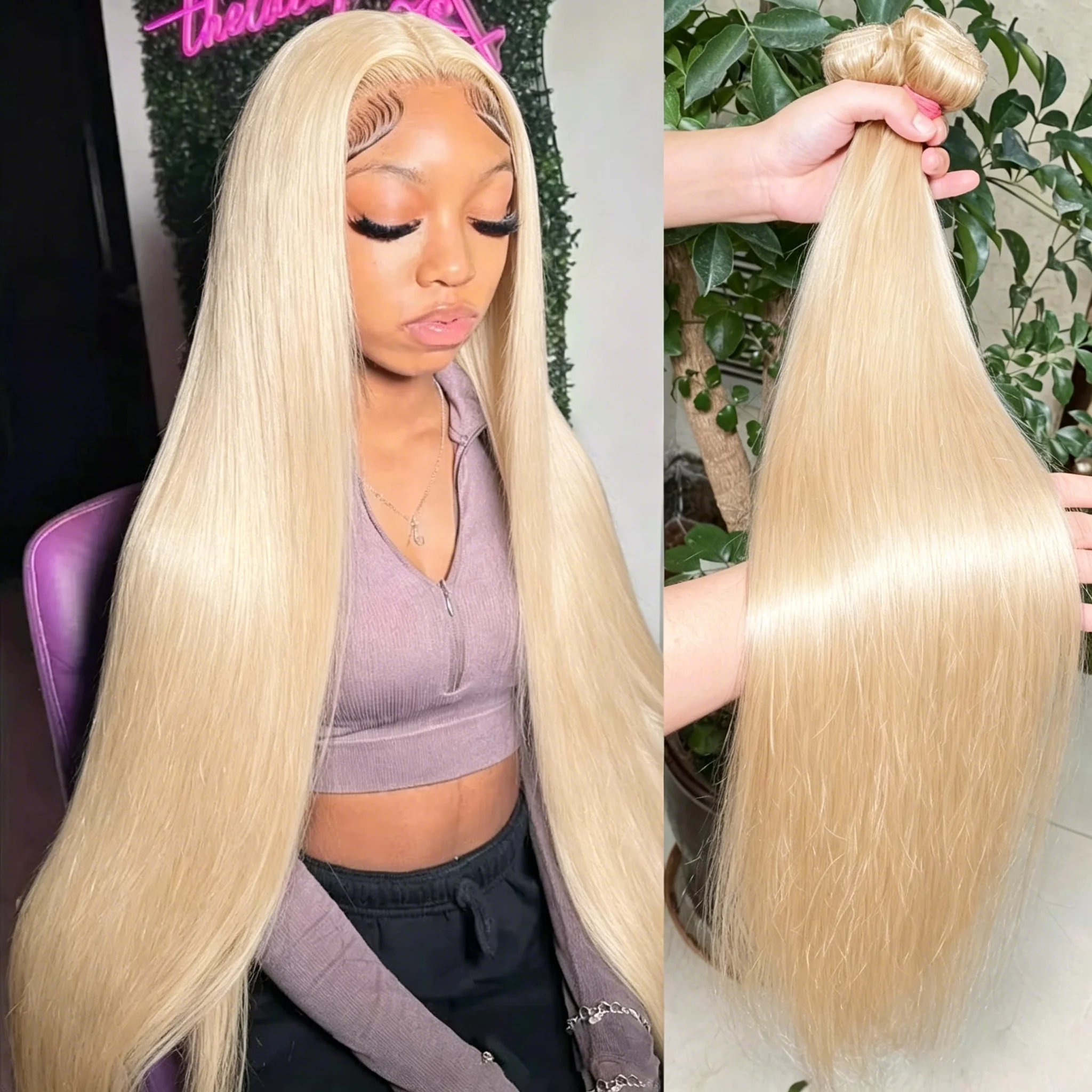 613 Blonde Brazilian Straight Bundles Human Hair Extensions Raw Virgin Weave Double Weft 1/3/4 Bundles 30 Inches for Black Women