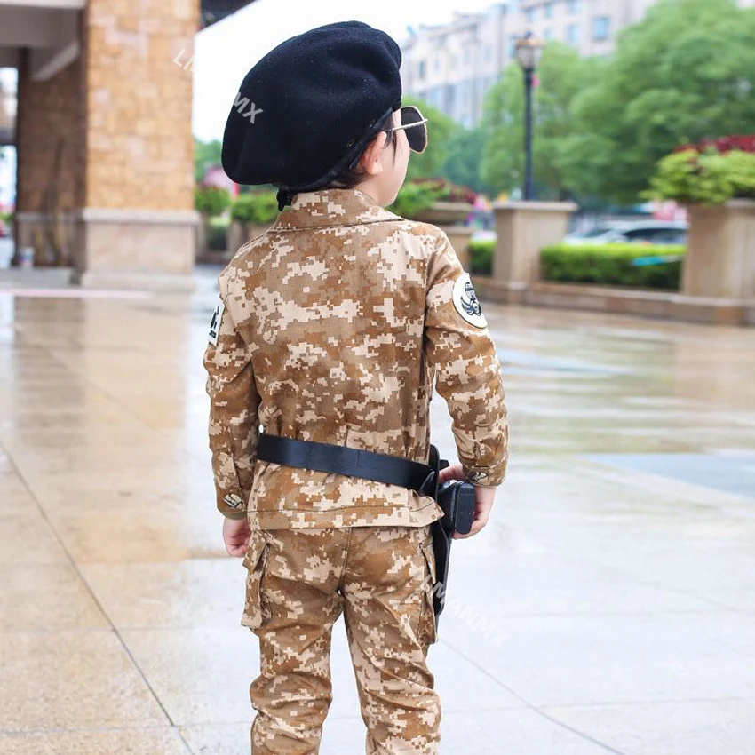 Uniforme militar da força especial infantil, crianças, meninos, manga cheia, combate tático, camuflagem, conjunto de roupas, performance