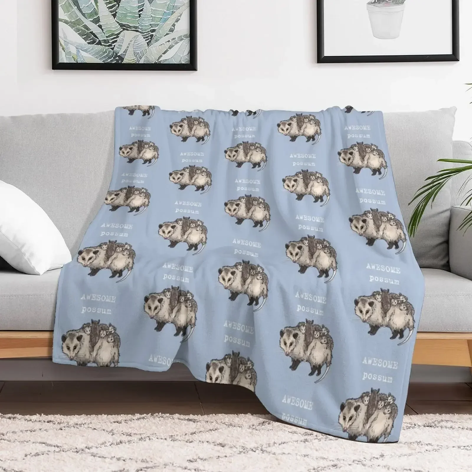 Possum - Animal series Throw Blanket Retros Plaid on the sofa Tourist Baby Blankets