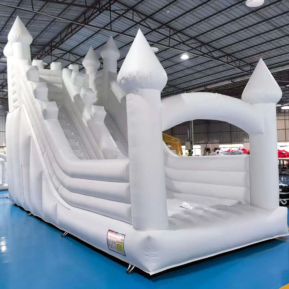 

Надувной свадебный белый прыгающий замок с горкой, большой надувной замок, детская свадьба